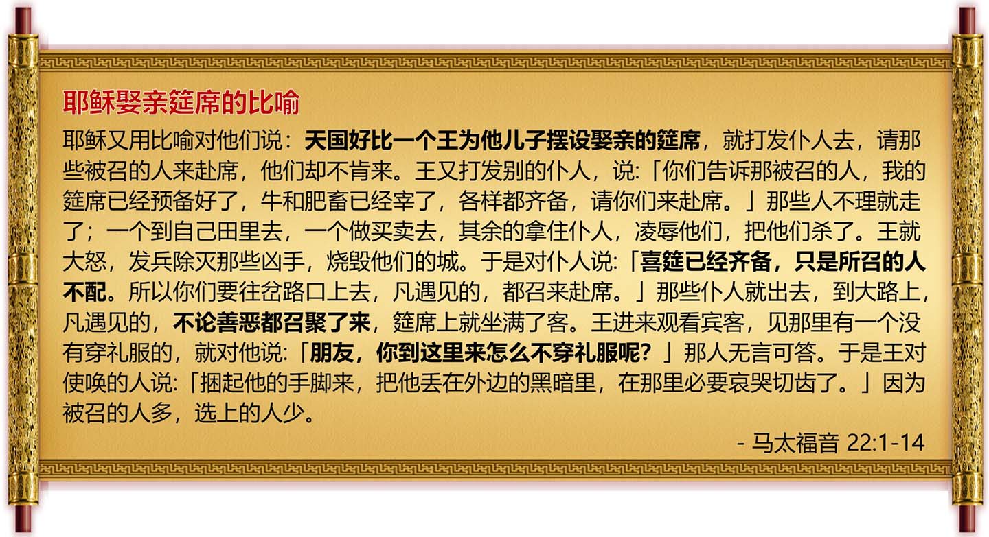 耶稣娶亲筵席的比喻经文-马太福音22章-卷轴高清图