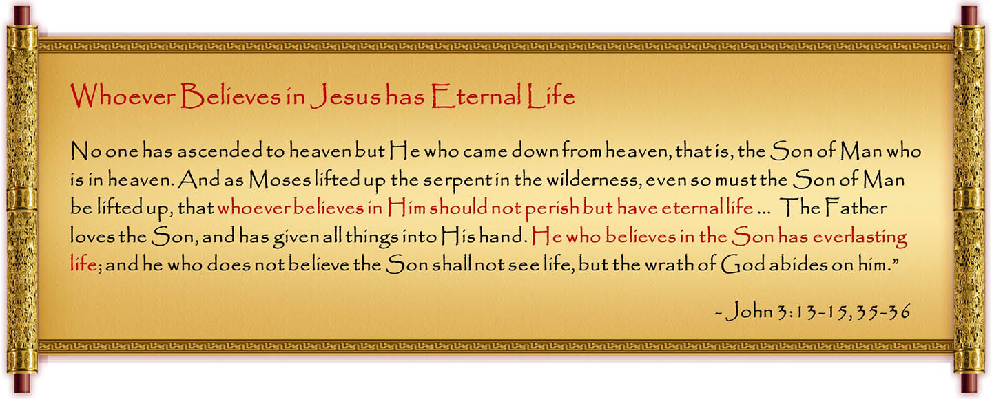 Scripture in Golden Scroll - John 3:13-15