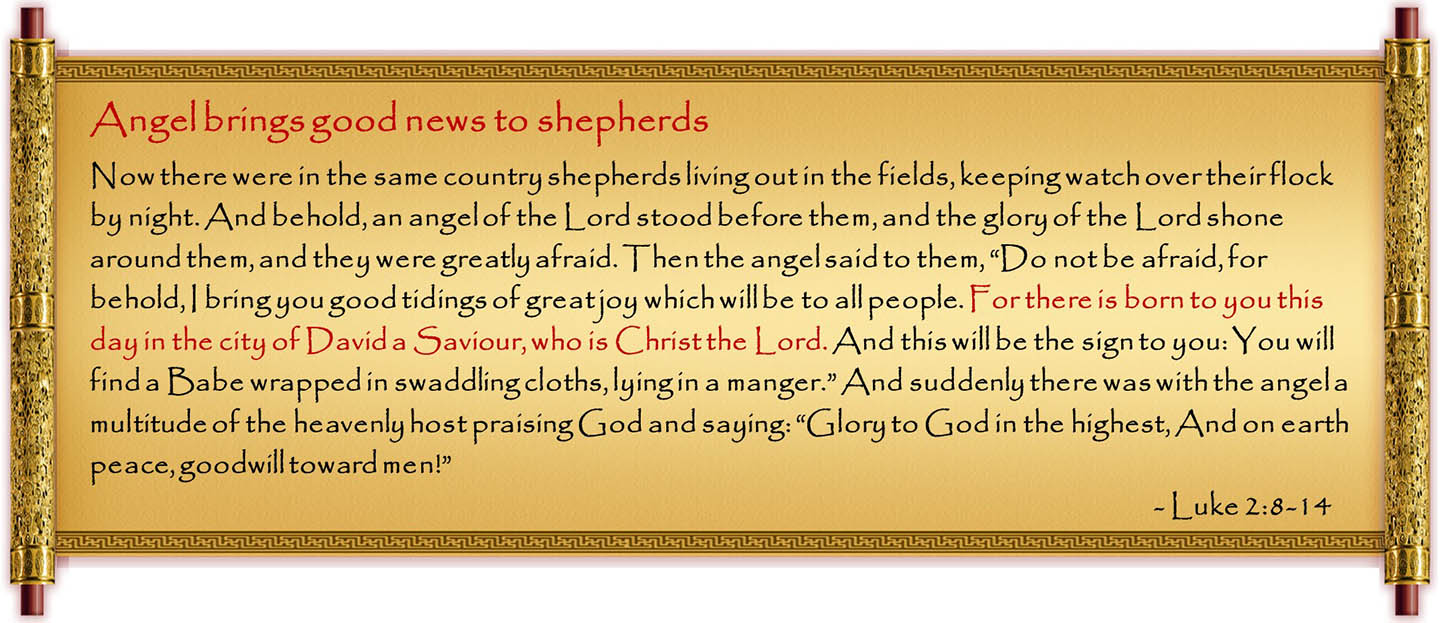 Angel brings good news to shepherds - Luke2:8-14