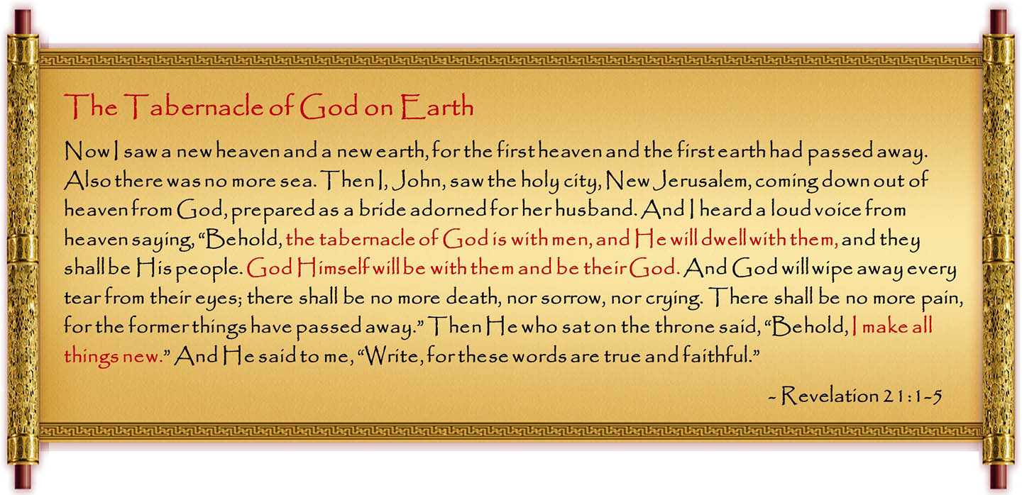 Scripture in Golden Scroll - Revelation 21:1-5